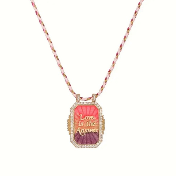 Gold and Pink Pendant Necklace | Love is the Answer - Picture 1 of 1